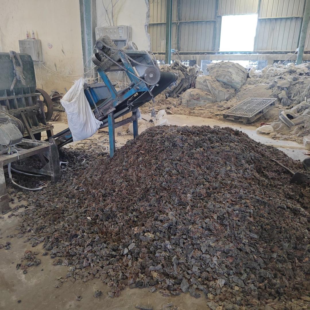 Crushed into small pieces